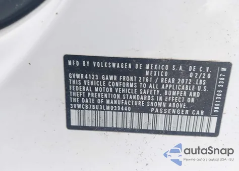 2020 Volkswagen Jetta 1.4T R-Line/1.4T S/1.4T Se from USA, damaged, VIN 3VWCB7BU3LM039440